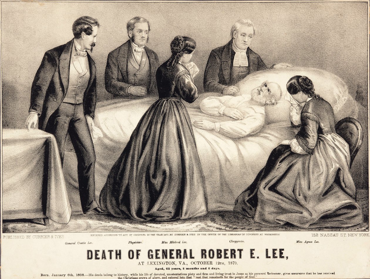 Robert E. Lee tábornok halála Lexingtonban, Virginia államban, 1870. október 12-én, 62 éves, 8 hónapos és 6 napos, pub. 1870 alkotó: American School