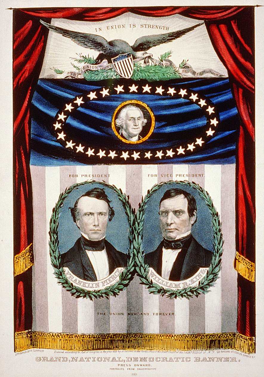 Demokrata elnökválasztási kampány zászlója, 1852 alkotó: American School