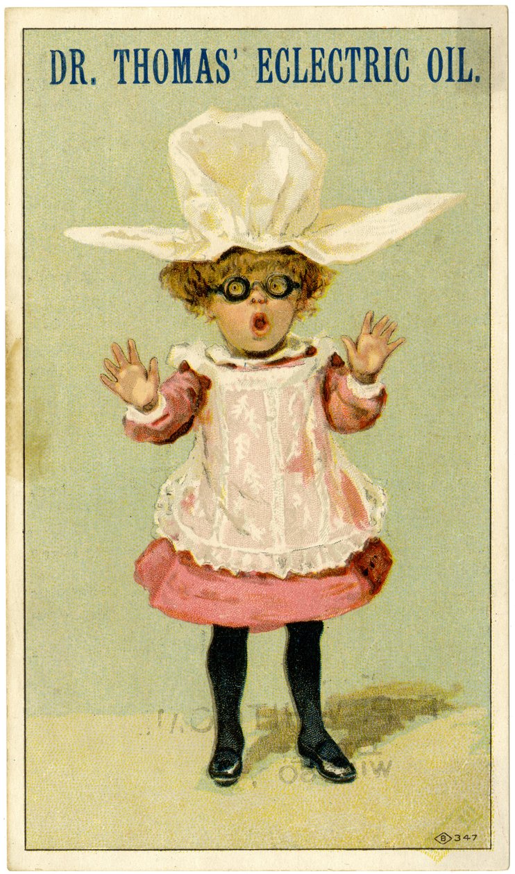 Dr. Thomas Eclectric Oil [kereskedelmi kártya], 1880-1910 körül (színes litho [kereskedelmi kártya]) alkotó: American School