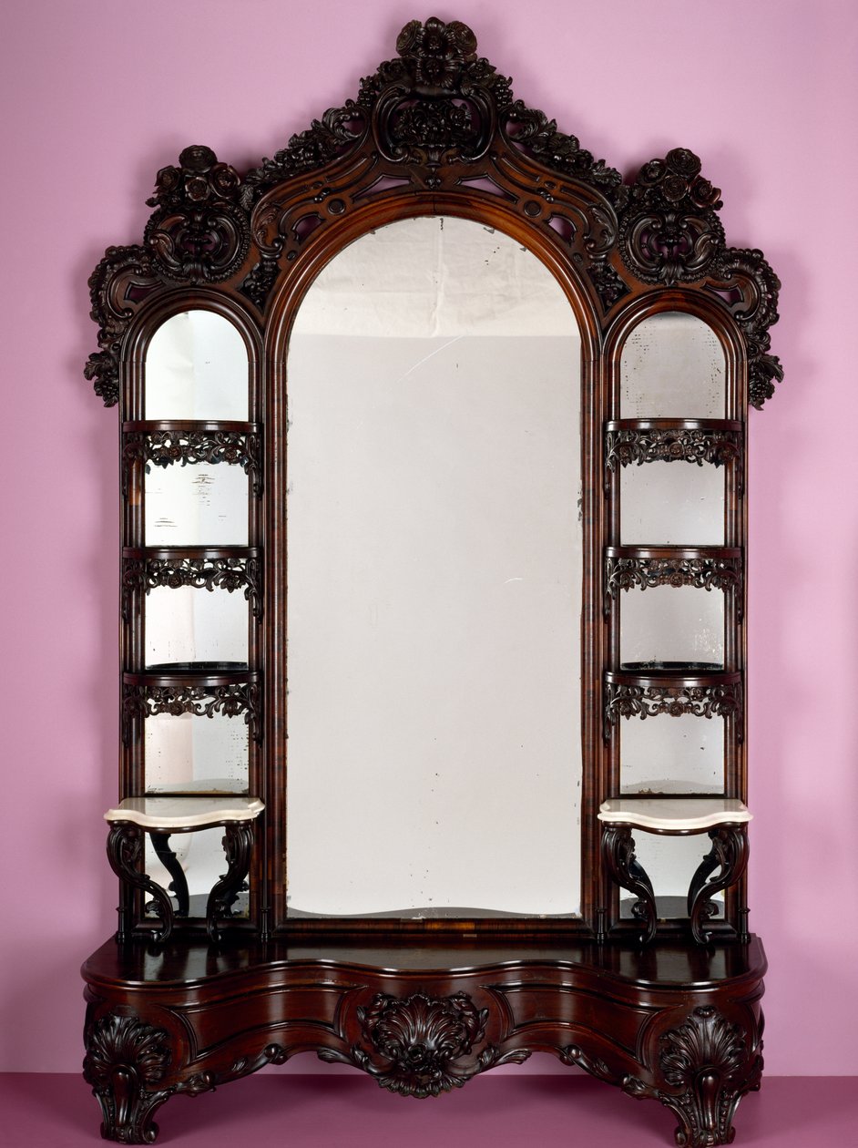 Etagere, egy szalonkészlet része, John Henry Belter (1804-65) boltjából, 1855 (rózsafa) alkotó: American School