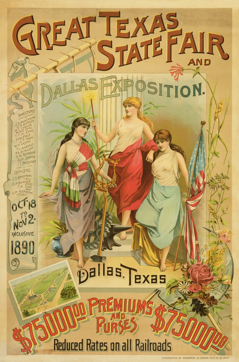 Nagy Texasi Állami Vásár plakátja, 1890 alkotó: American School