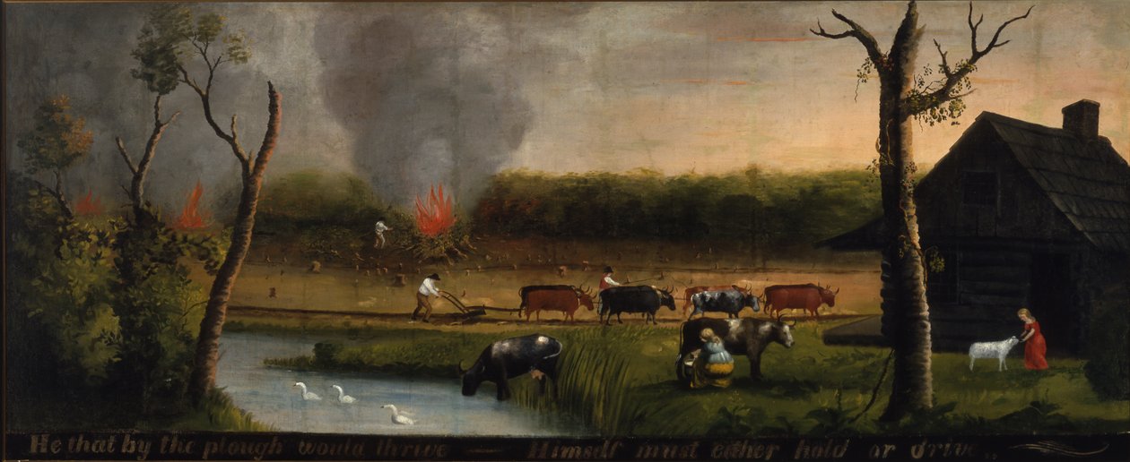 Aki az eke mellett boldogulna? Magának kell tartania vagy hajtania, 1825-50 körül alkotó: American School