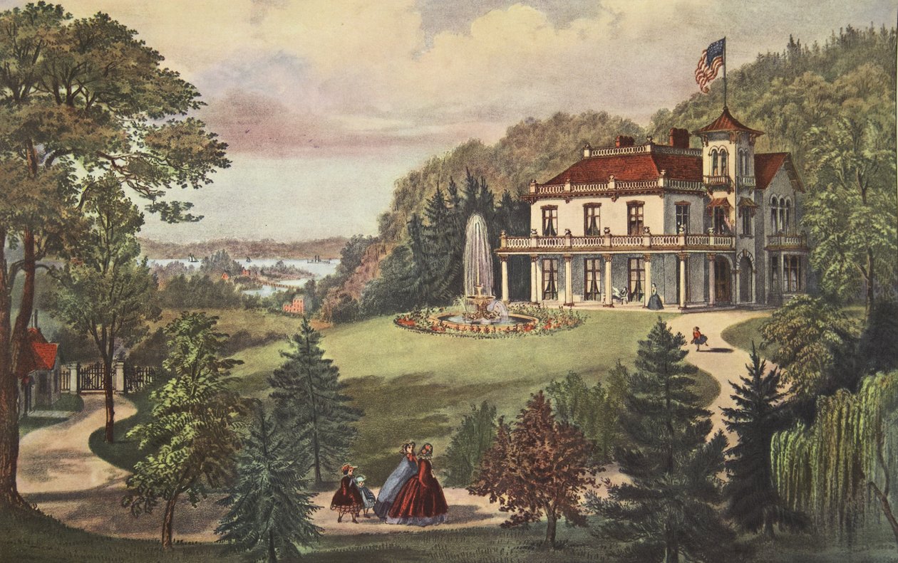 Élet a vidéken - Este, kocsma. 1862, Currier & Ives alkotó: American School