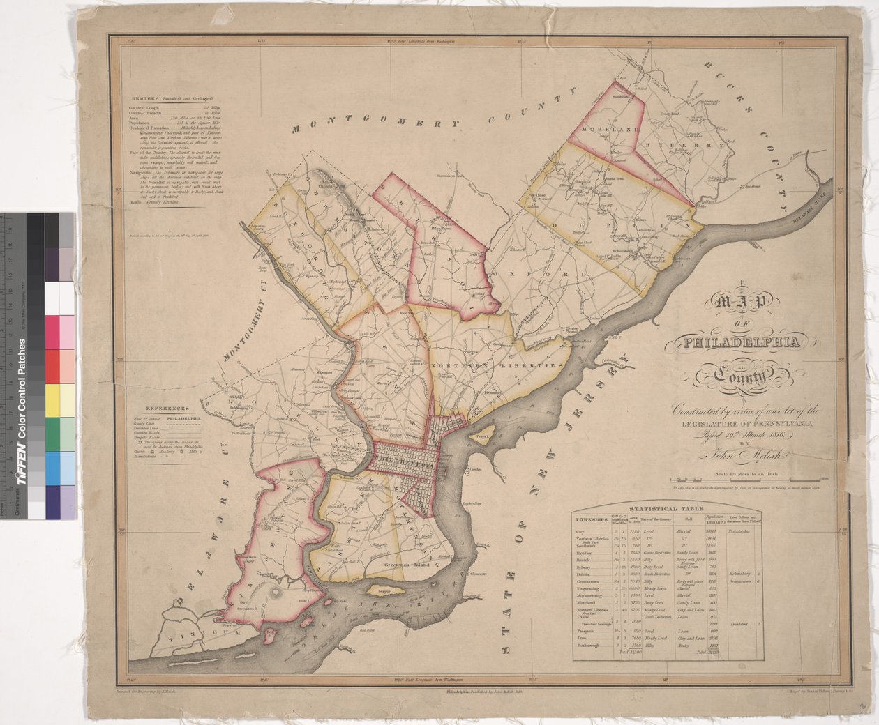 Philadelphia megye térképe, 1819 alkotó: American School