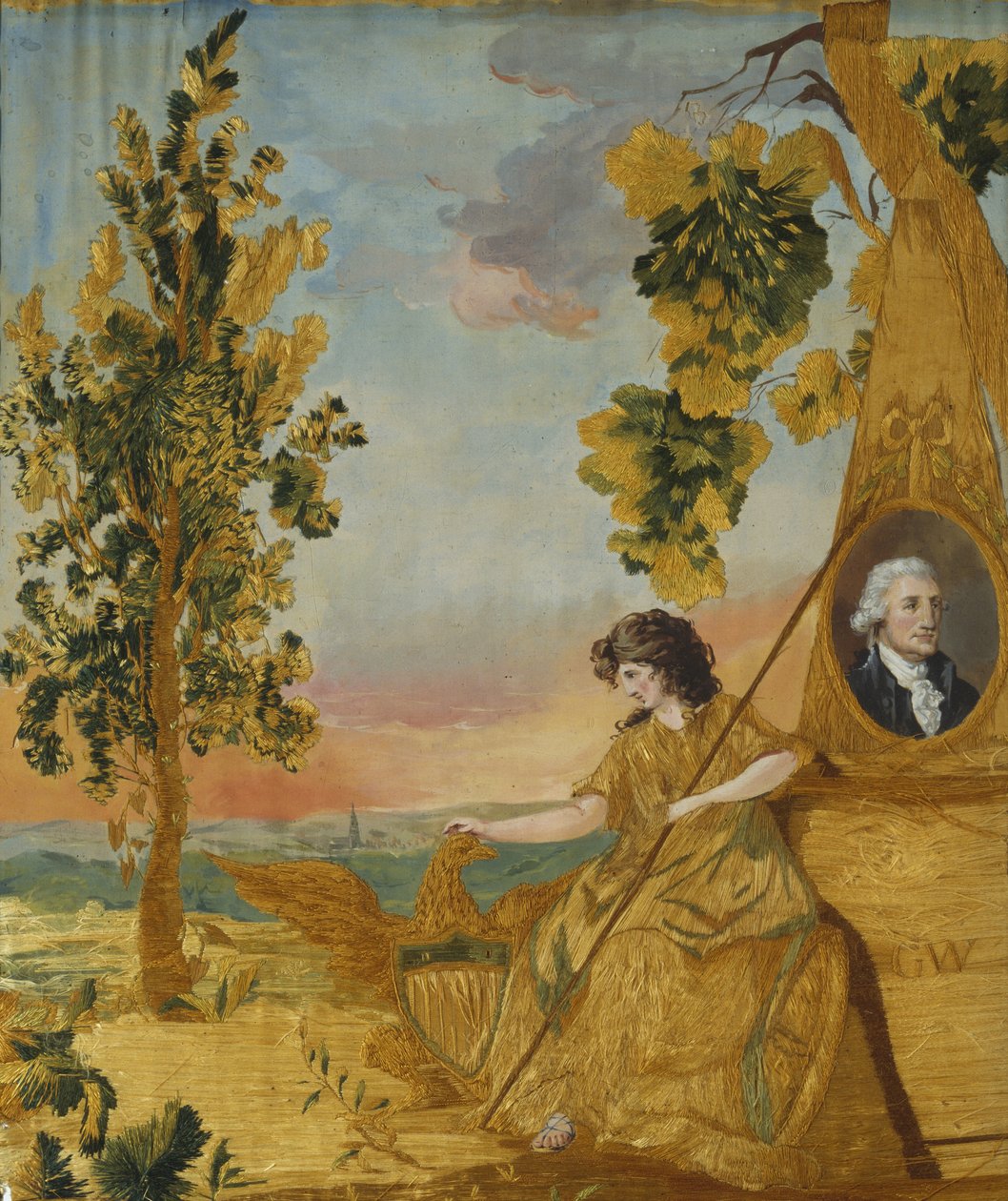 Emlékhímzett kép, c. 1805-1815 (selyem, lenvászon és gouache) alkotó: American School