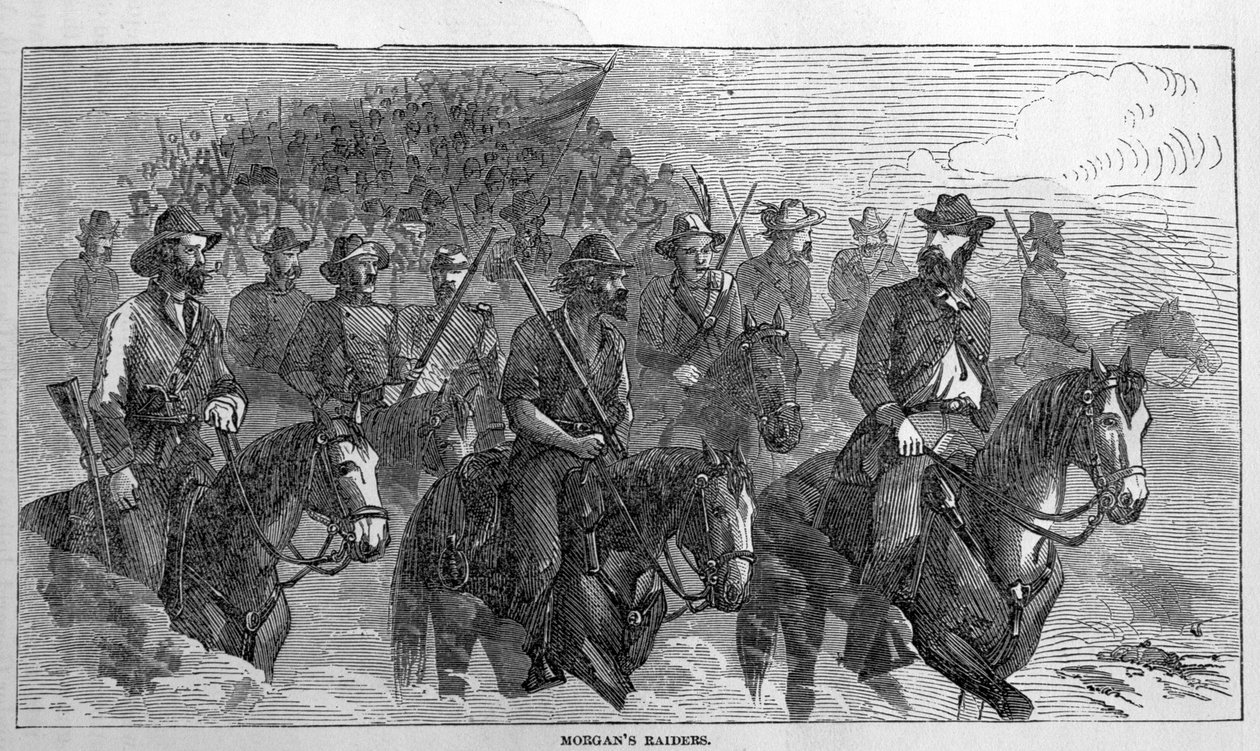 Morgans Raiders, a Harpers Pitorial History of the Civil War című könyvéből, 1863. július alkotó: American School