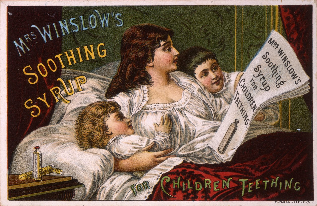 Mrs. Winslows nyugtató szirup gyerekeknek fogzáshoz (litho [kereskedelmi kártya]) alkotó: American School