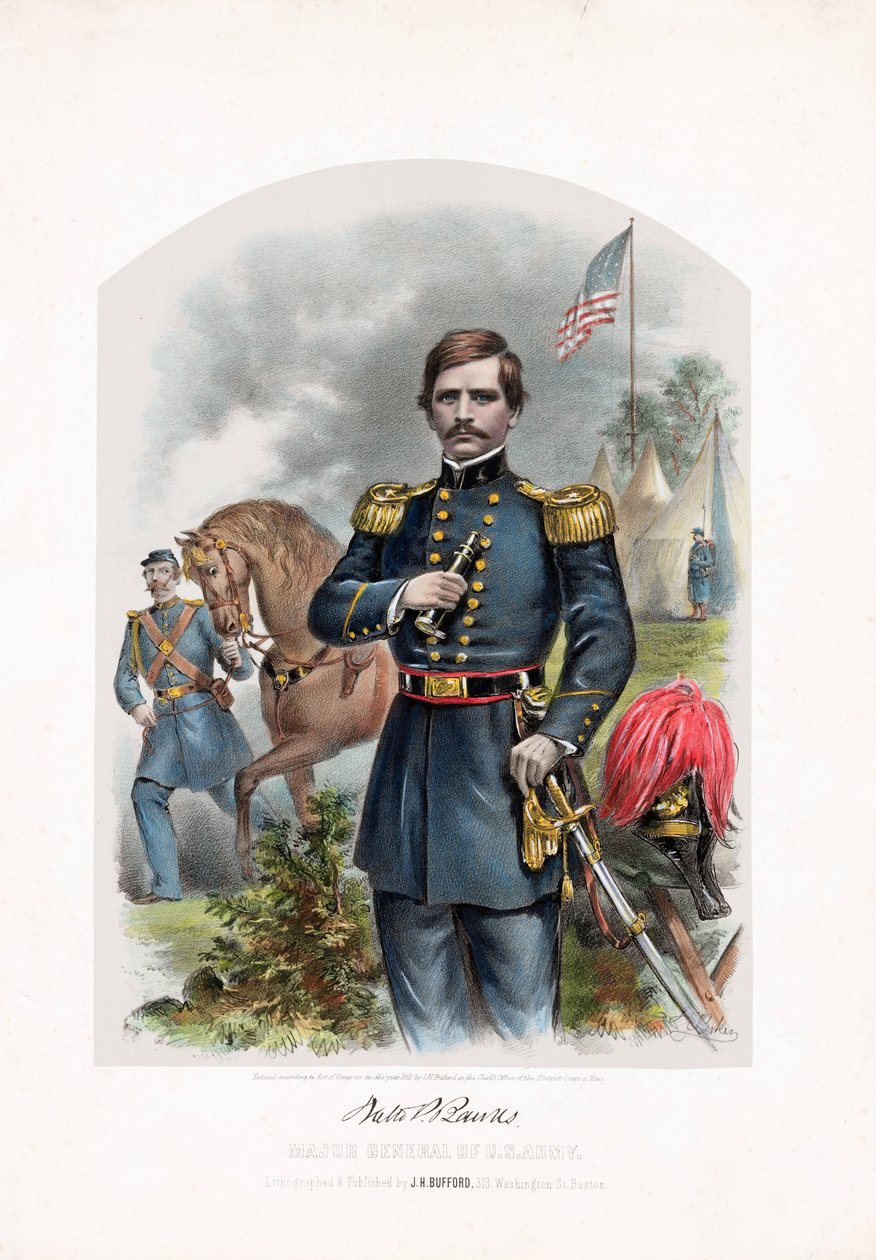Nathaniel P. Banks, az Egyesült Államok hadseregének vezérőrnagya, pub. 1861 alkotó: American School