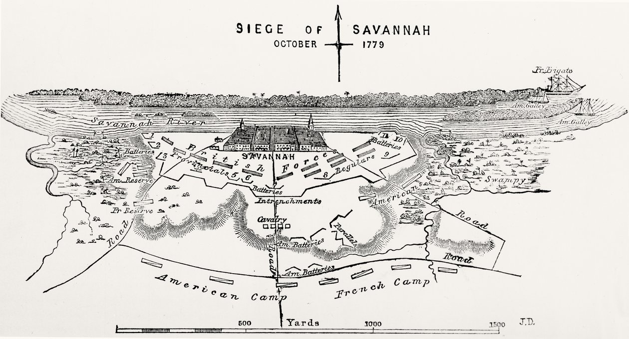 Savannah ostromának terve, 1779. október alkotó: American School