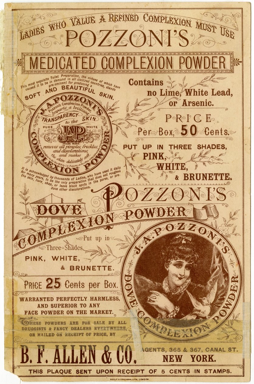 Pozzonis Dove Complexion Powder [kereskedelmi kártya verso] (litho [kereskedelmi kártya]) alkotó: American School
