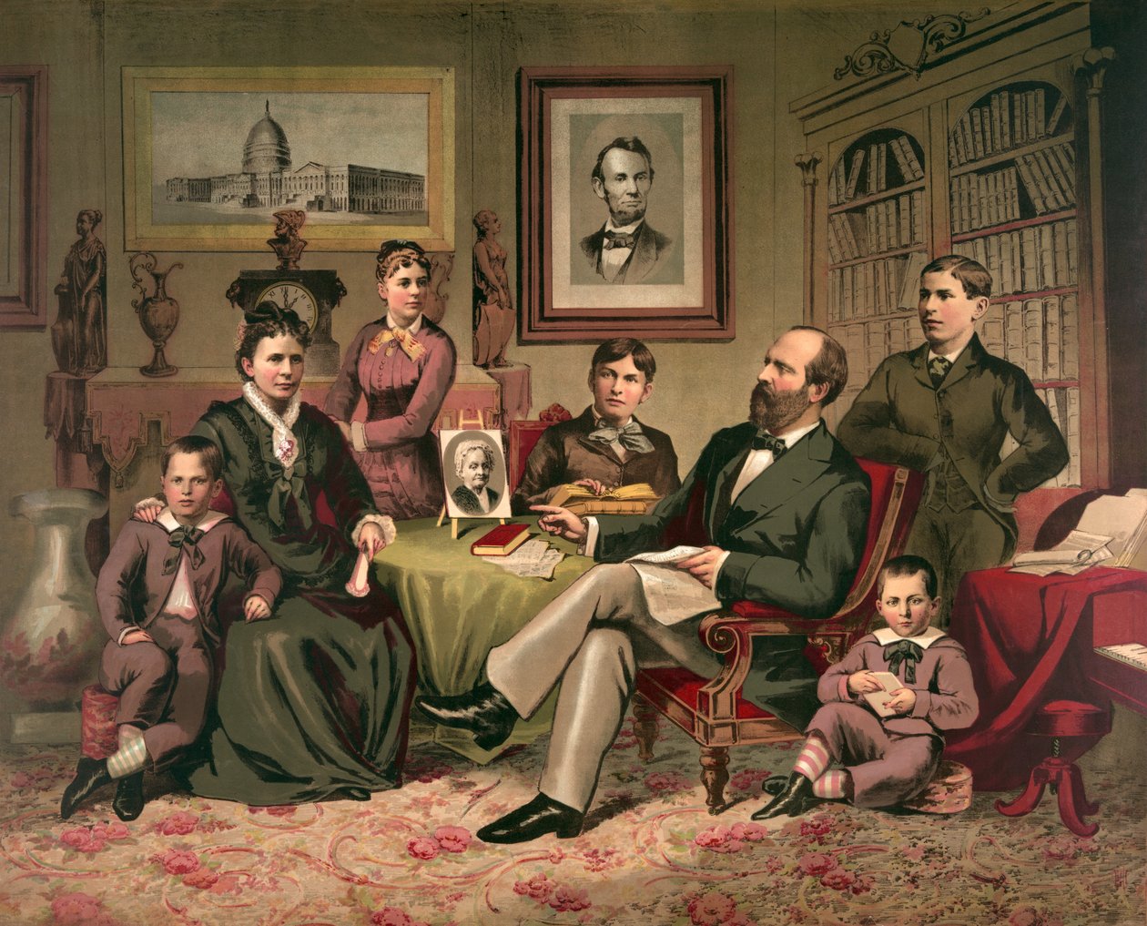 Garfield elnök és családja, pub. 1882 alkotó: American School