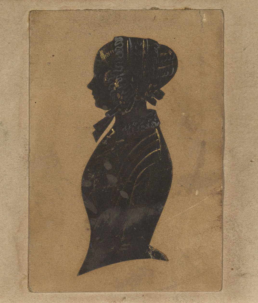 Egy hölgy sziluettje, c. 1800-1850 (fekete papír aranyozott kiemeléssel) alkotó: American School