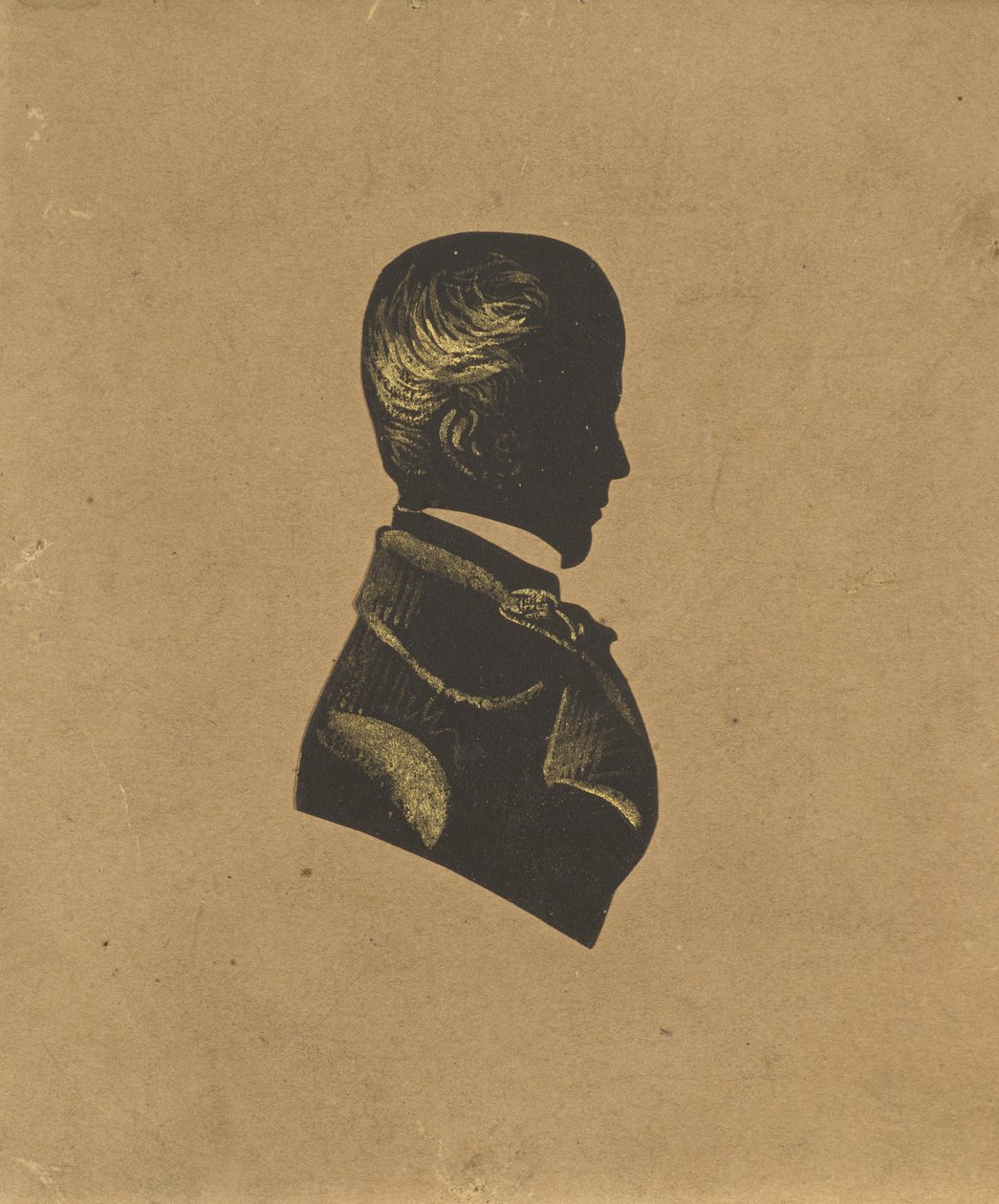 Egy férfi sziluettje, c. 1800-1850 (fekete papír aranyozott kiemeléssel) alkotó: American School