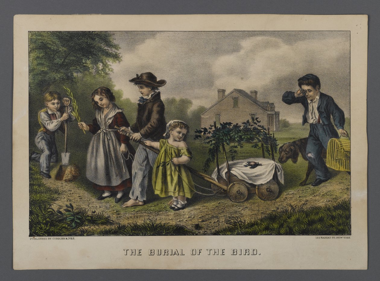 The Burial of the Bird, kiadó: Currier & Ives, New York (kézzel színezett litho) alkotó: American School