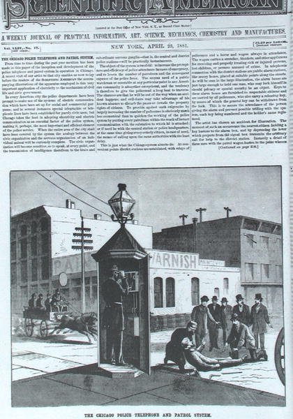 A chicagói rendőrség telefon és járőrrendszer, a Scientific American 1881. április 23-i számából alkotó: American School