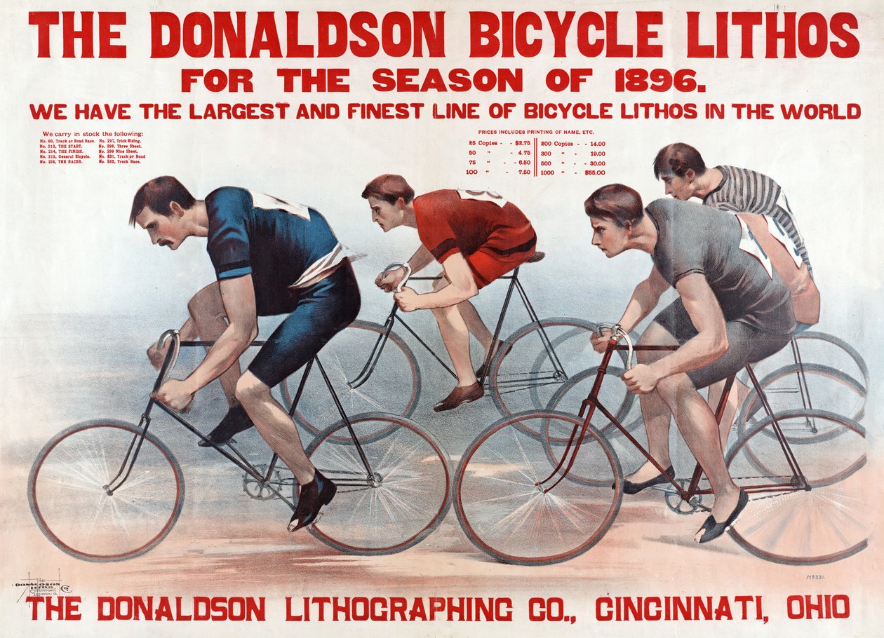 A Donaldson Bicycle Lithos az 1896-os szezonban, pub. 1896 (színes litográfia) alkotó: American School