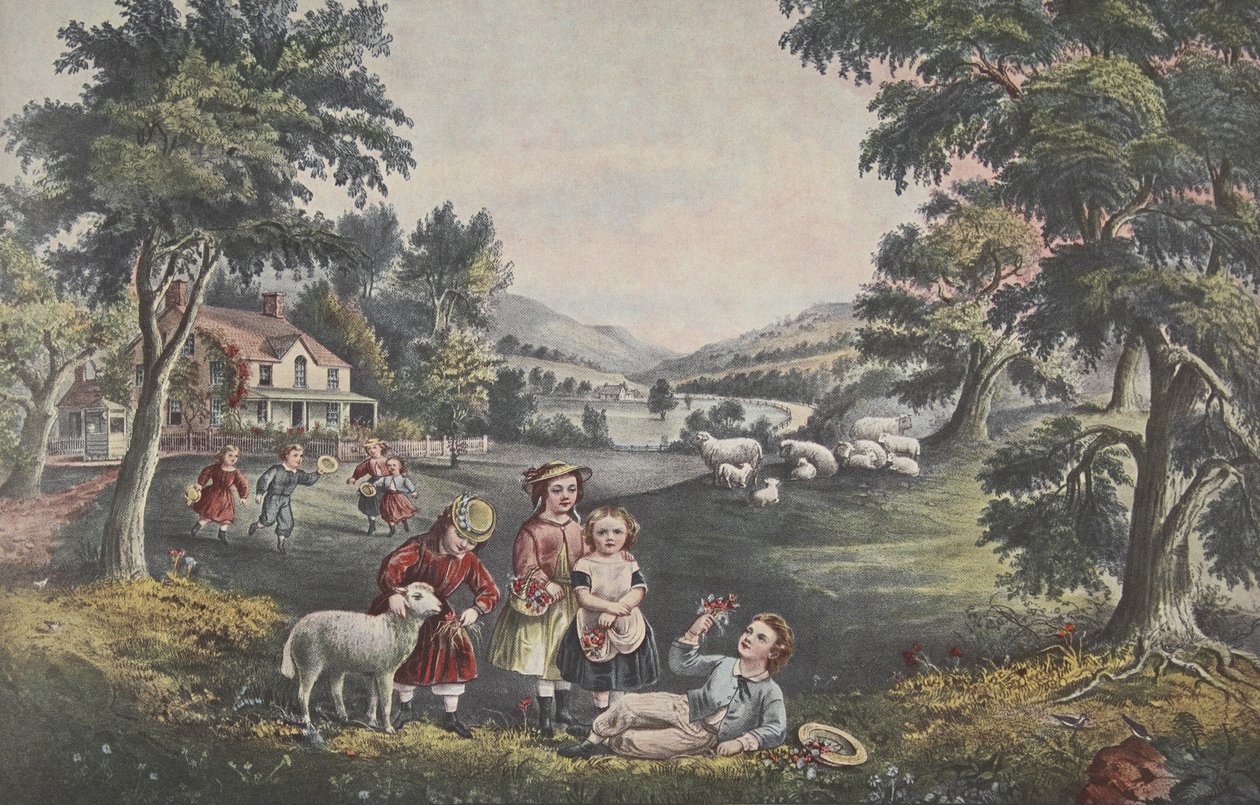 Az élet négy évszaka - Gyermekkor, kocsma. 1868, The Season of Joy, Currier és Ives alkotó: American School