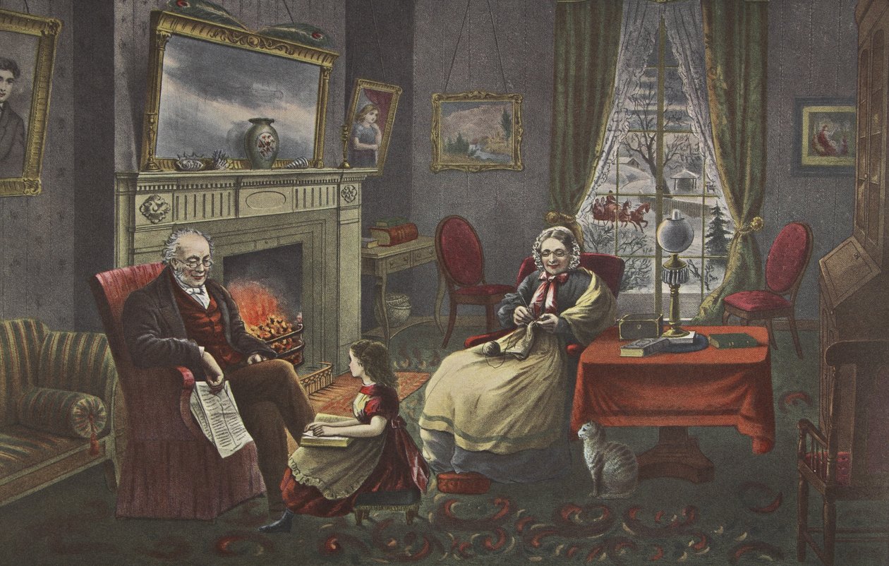 Az élet négy évszaka - Öregség, A pihenés évszaka , kocsma. 1868, Currier & Ives alkotó: American School