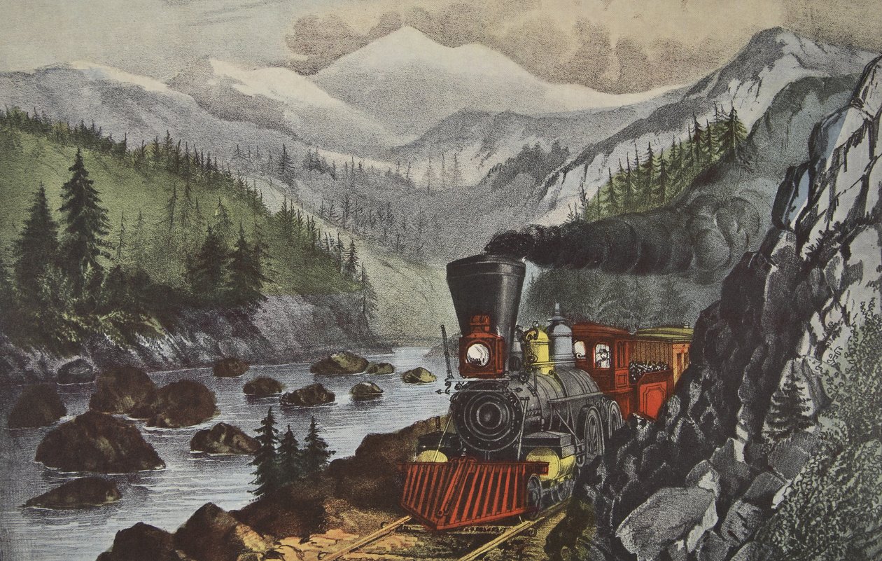The Route To California, Truckee River, Sierra-Nevada, pub. 1871, Currier & Ives alkotó: American School