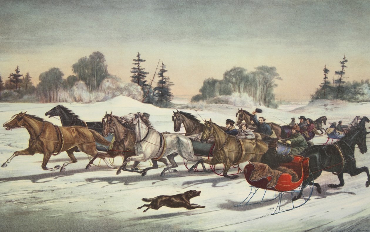 Ügető repedések a havon, Currier és Ives alkotó: American School