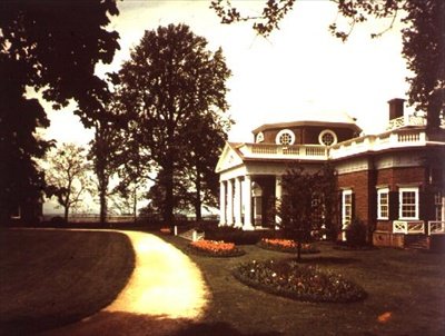 Kilátás Monticellora, Thomas Jefferson (1743-1826) otthonára, 1772-ben épült alkotó: American School
