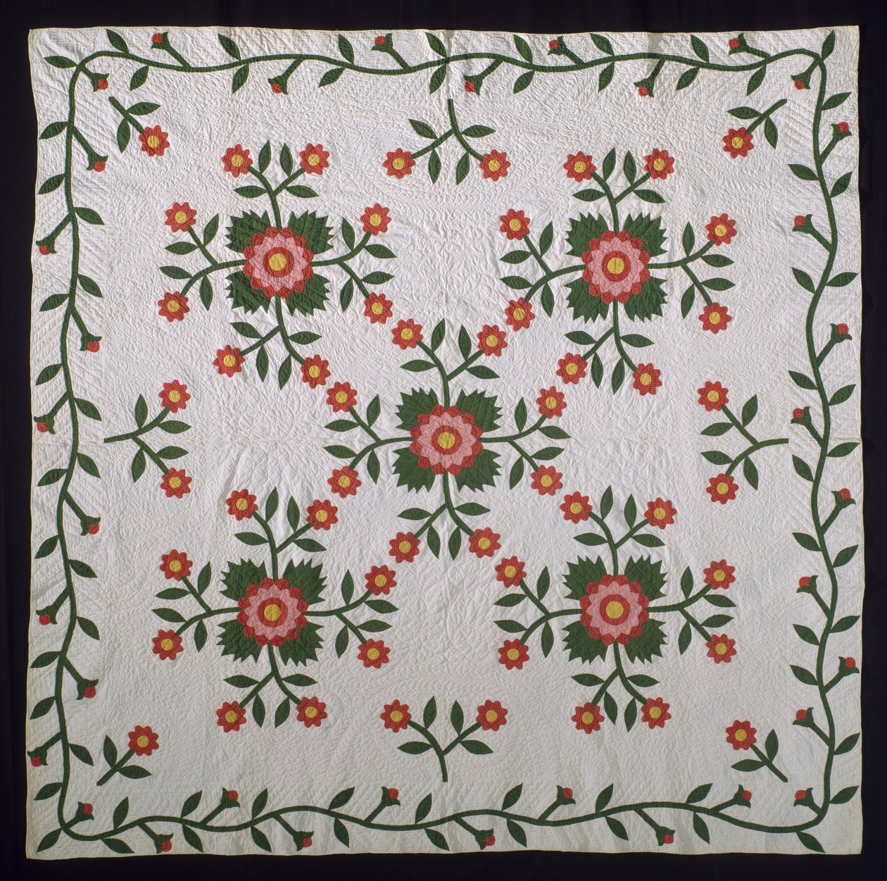 Whig Rose felületi rátétes paplan, 1850-75 körül (pamut) alkotó: American School