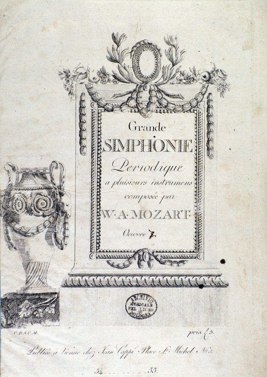 Wolfgang Amadeus Mozart (1756-1791) osztrák zeneszerző N. 7. szimfóniájának előképe. alkotó: Austrian School