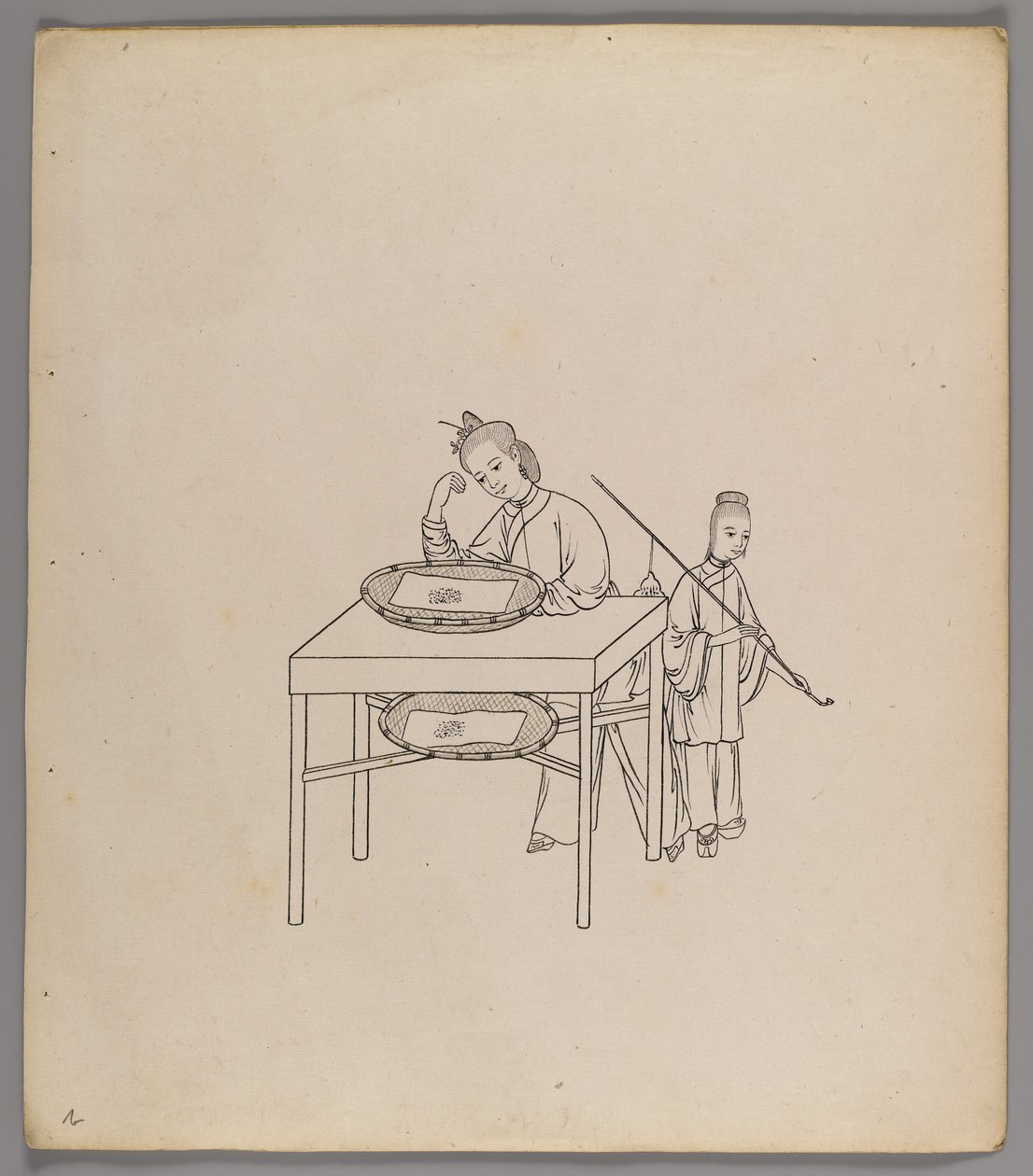 Külön levelek albuma: Silk Cultivation and Production (tinta papíron) (lásd még: 499288-303) alkotó: Chinese School