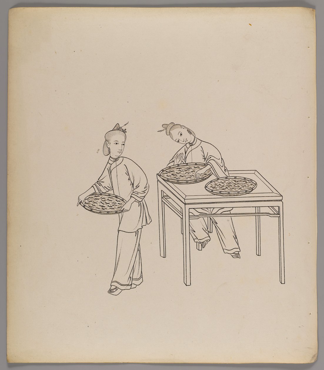 Külön levelek albuma: Silk Cultivation and Production (tinta papíron) (lásd még: 499288-303) alkotó: Chinese School