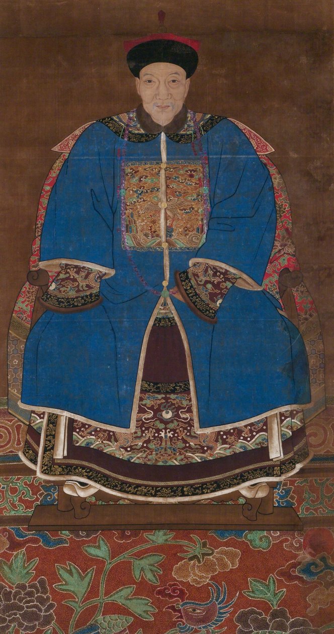 Egy téli ruhás férfi ősportréja, alkotó: Chinese School