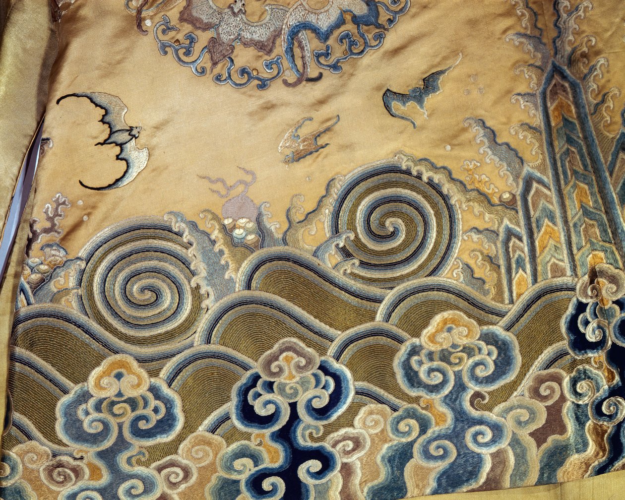 Részlet egy temetési köntösről, Qing-dinasztia (1644-1912) (szatén) alkotó: Chinese School