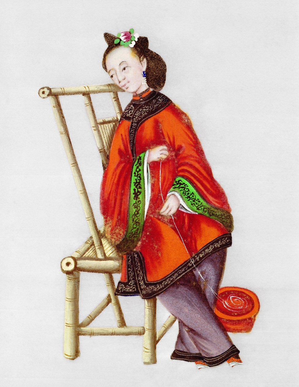Woman Spinning, Qianlong-korszak (1736-96) alkotó: Chinese School