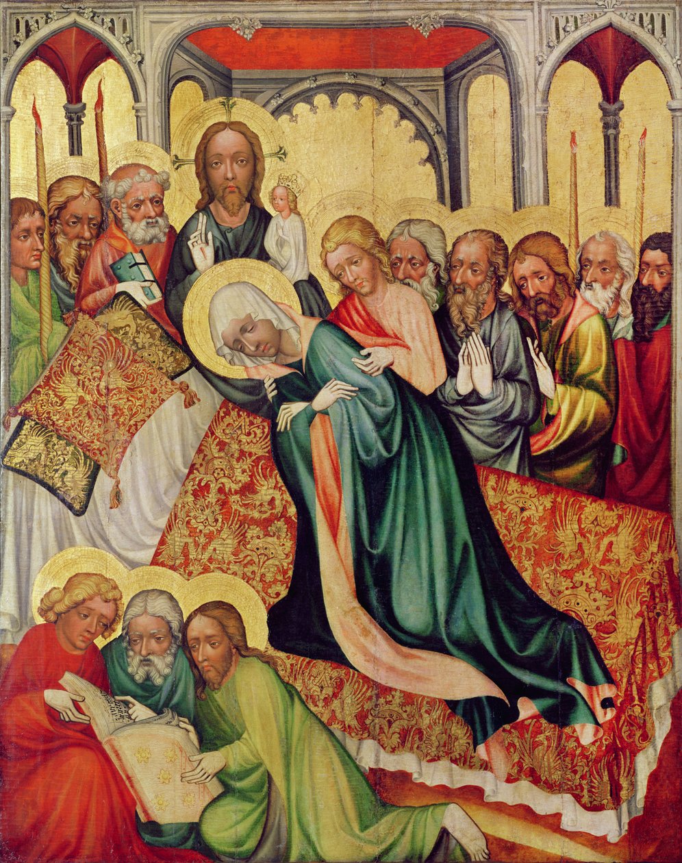 A Szűz halála, 1400-10 körül (tempera a panelen) (404564 részlet) alkotó: Czech School