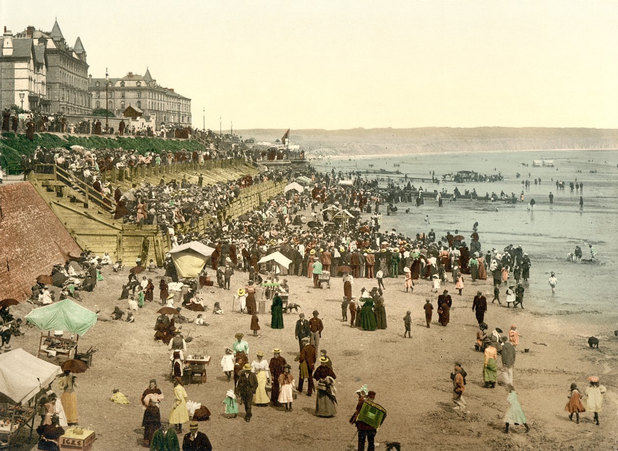 Beach Bridlingtonban, Yorkshire, pub. 1890-1900 körül (kromolitográfia) alkotó: English Photographer