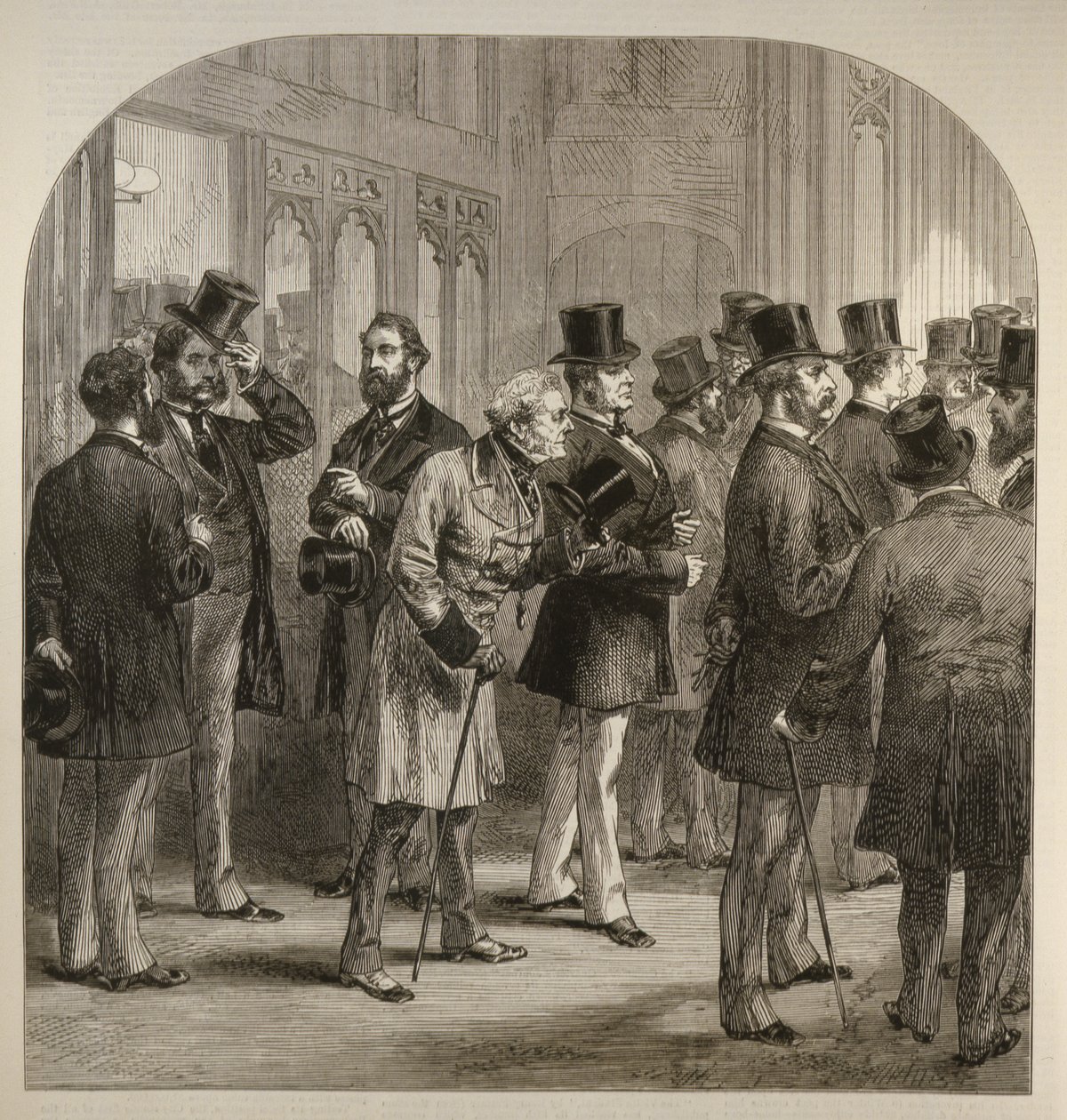 Megosztottság az alsóházban: tagok átadják a szavazókat, a The Illustrated London Newsból, 1882. február 18. alkotó: English School