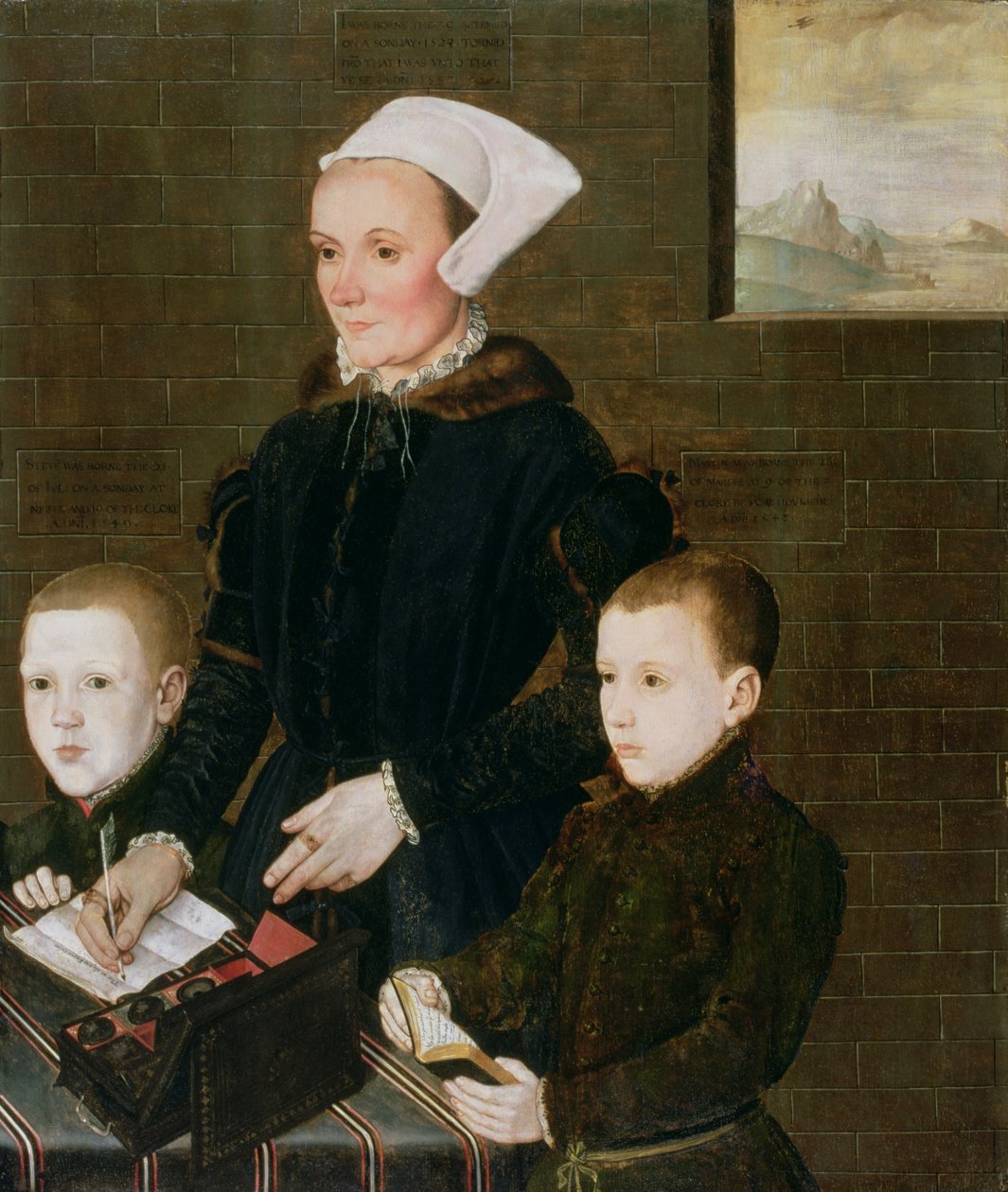 Alice Barnham és két fia, Martin és Steven, 1557 alkotó: English School