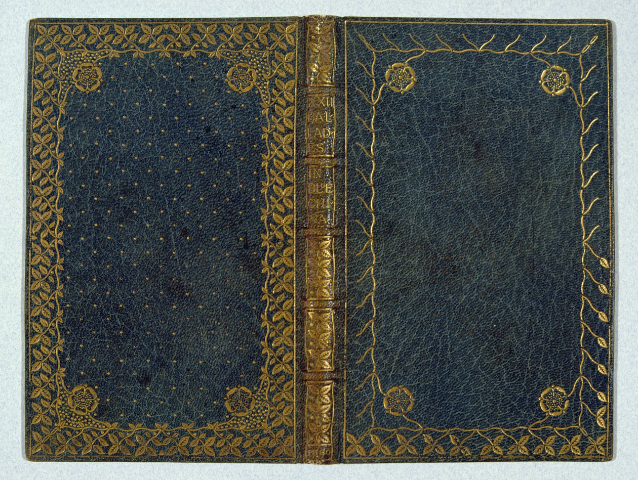Andrew Land (1844-1912) 1895. évi XXII. balladák kék Kínában című könyvének borítója (bőr és arany) alkotó: English School