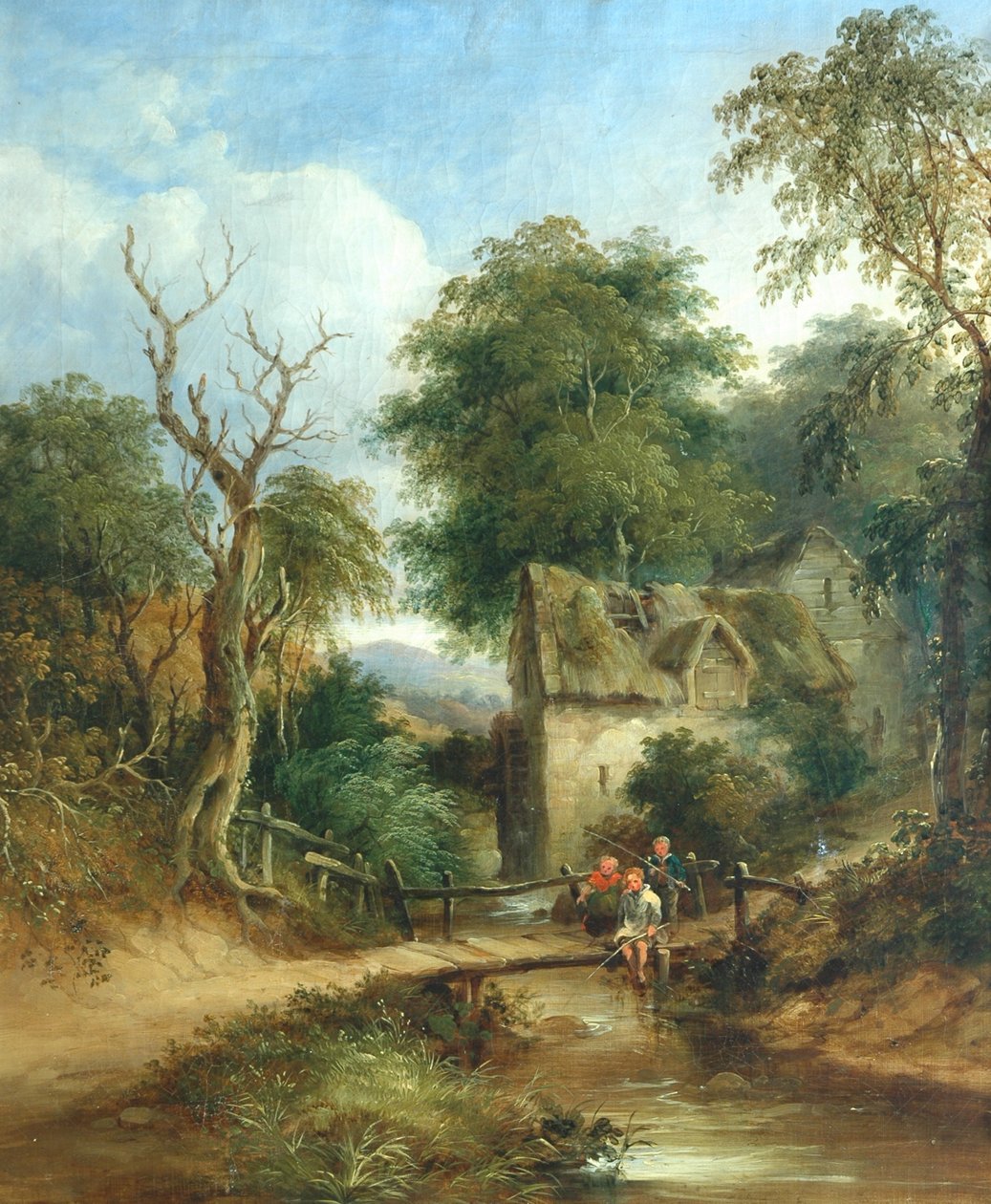 Hídról horgászó gyerekek alkotó: English School