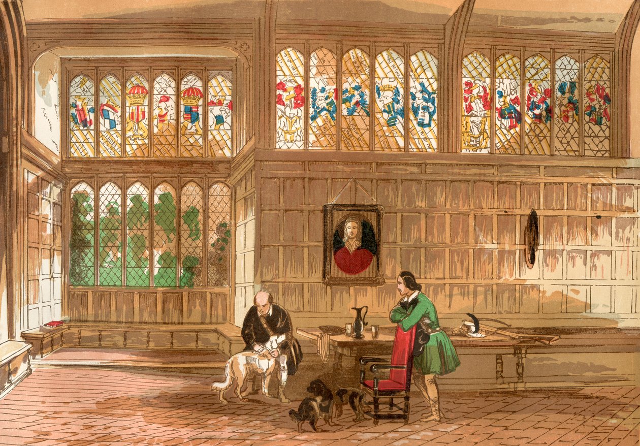 Hall at Ockwells, Berkshire, Anglia, Old England: Képi Múzeum, pub. 1847 alkotó: English School