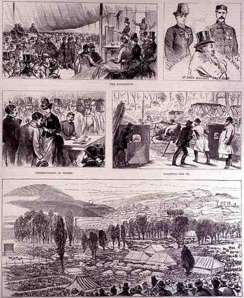 Jubileumi fesztivál Pontypoolban, Monmouthshire-ben, húsvét hétfőn: The Eisteddfod, a The Illustrated London News, 1887. április 16. alkotó: English School