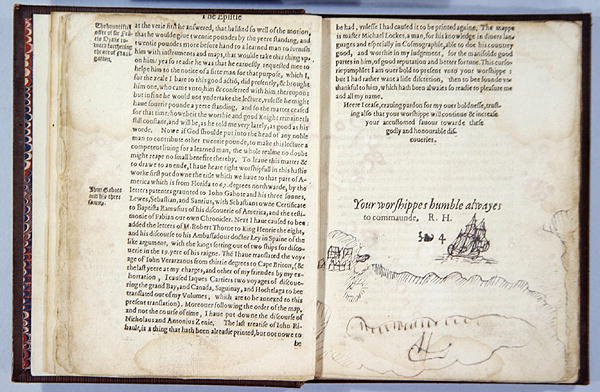 Levelek 3v és 4r, a Divers Voyages Touching the Discouerie of America-tól... 1582 (magasnyomás) alkotó: English School