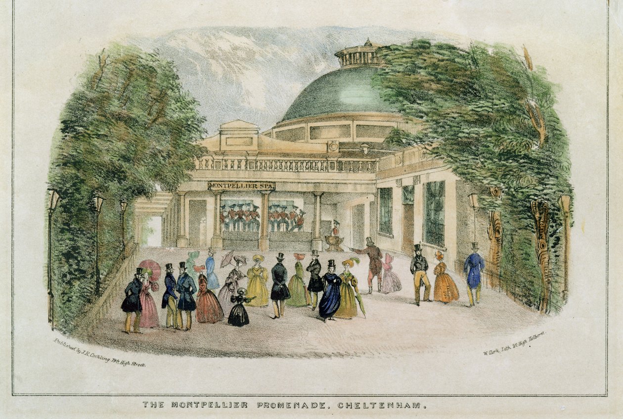 Montpellier sétány, Cheltenham, metszett W. Clark, 1835 körül alkotó: English School