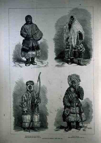 Szibéria bennszülöttjei: szamojédek az alsó-Jenesejből, szamojéd nőstények, az obi medencéjében élő ostiak, a The Illustrated London Newsból, 1882. április 22. alkotó: English School