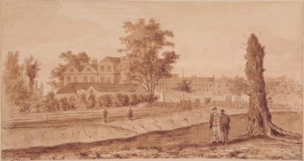 Stoke Newington Green, iniciálé H.F., 1860 (szépia) alkotó: English School