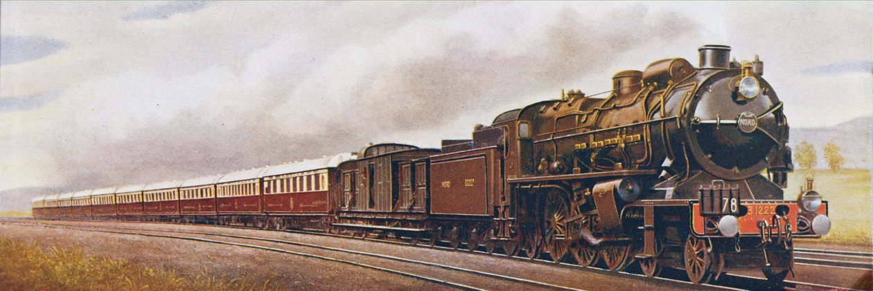 A francia északi vasút szuper-csendes-óceáni része, illusztráció a Vasutak csodakönyvéből, tizennegyedik kiadás, szerkesztette Harry Golding, 1929 alkotó: English School