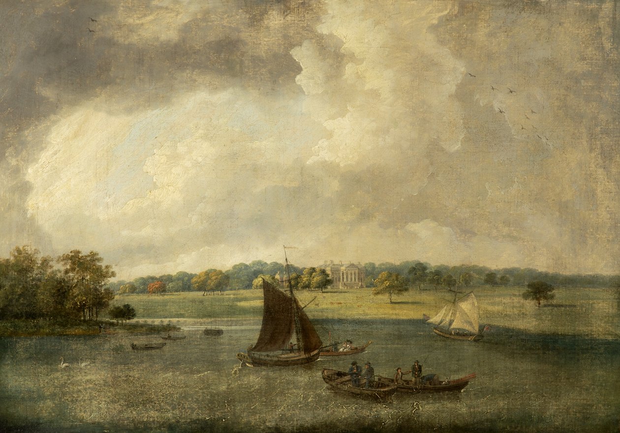 Tabley House a Mere túloldaláról, Cheshire, 1800-50 alkotó: English School