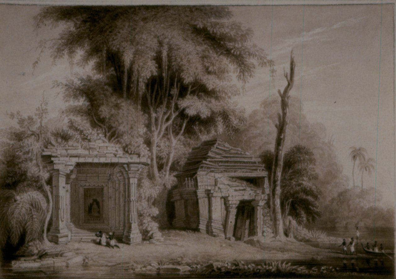 Gunga Bheou templomai (szepiával, kártyán) alkotó: English School