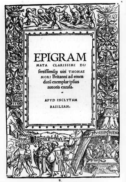 A barbár király tábora, Thomas More epigrammái (1478-1535) alkotó: English School