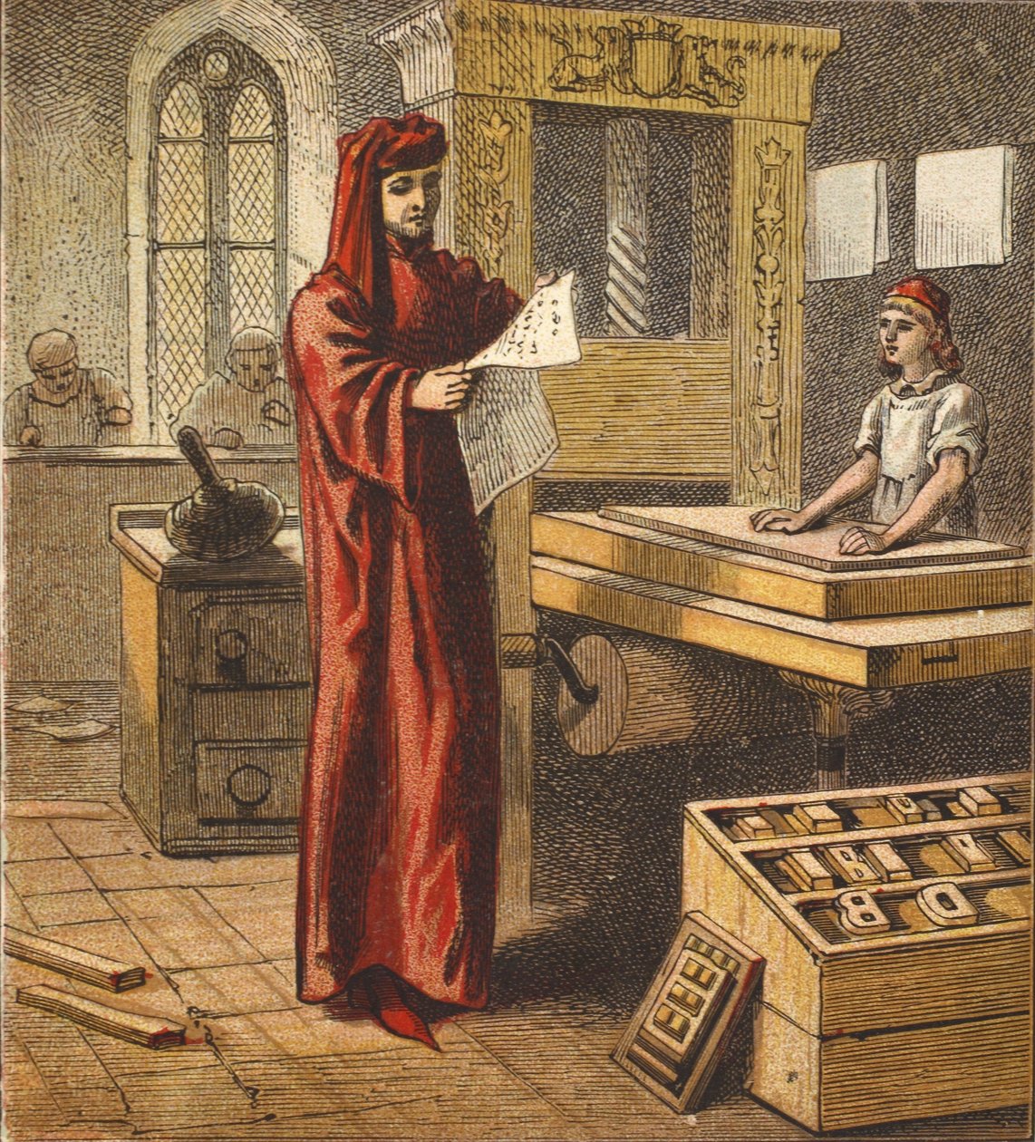 Az első angol nyomdász, pub. 1890 alkotó: English School