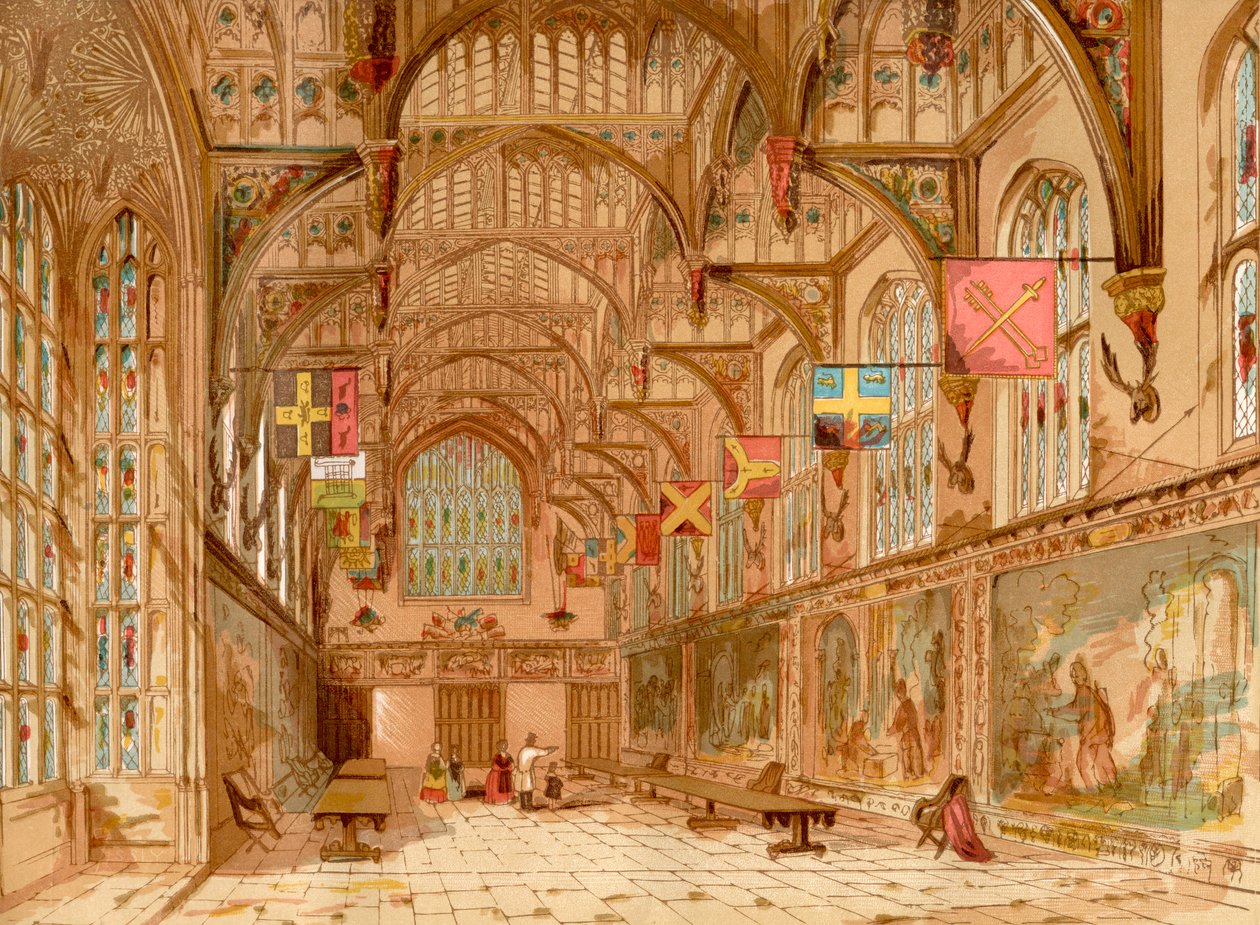 The Great Hall, Hampton Court Palace, London, Anglia, a régi Angliából: Képi Múzeum, pub. 1847 alkotó: English School